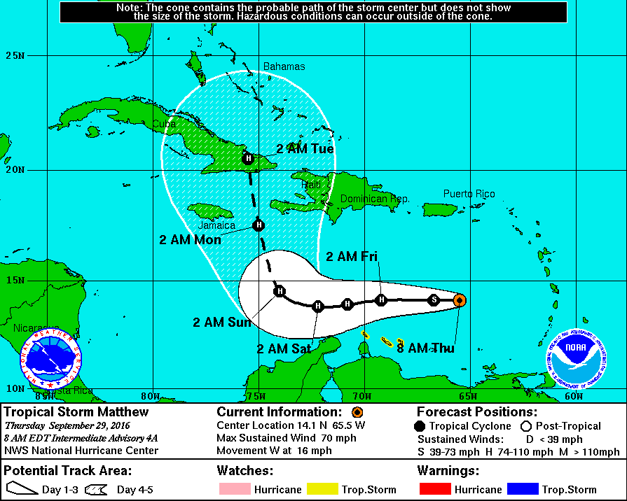 This morning's advisory map from the National Hurricane Center.