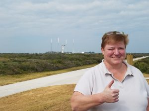 Pam Sullivan, GOES-R Flight Project Manager, gave us a thumbs-up once the Atlas V rocket was rolled to its launch pad.