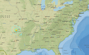 USGS map reflects where the earthquake hit and the general area where shaking was felt.