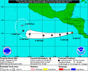 Latest forecast track for Otto over the Pacific Ocean.