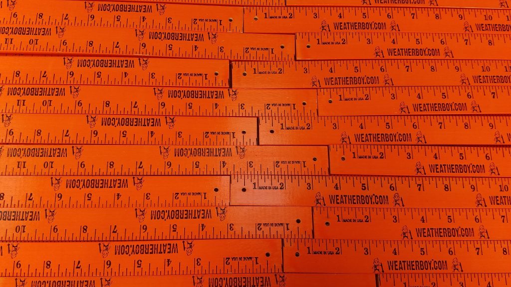 Weatherboy followers on Twitter (@theWeatherboy) voted to make this year's yardsticks florescent orange. 