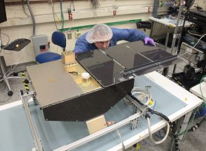 Southwest Research Institute engineers and technicians assemble and integrate an engineering model of the CYGNSS microsatellite. The CYGNSS mission consists of eight microsatellites that will circle the planet using GPS to determine wind speed inside tropical storms. Photo: Southwest Research Institute
