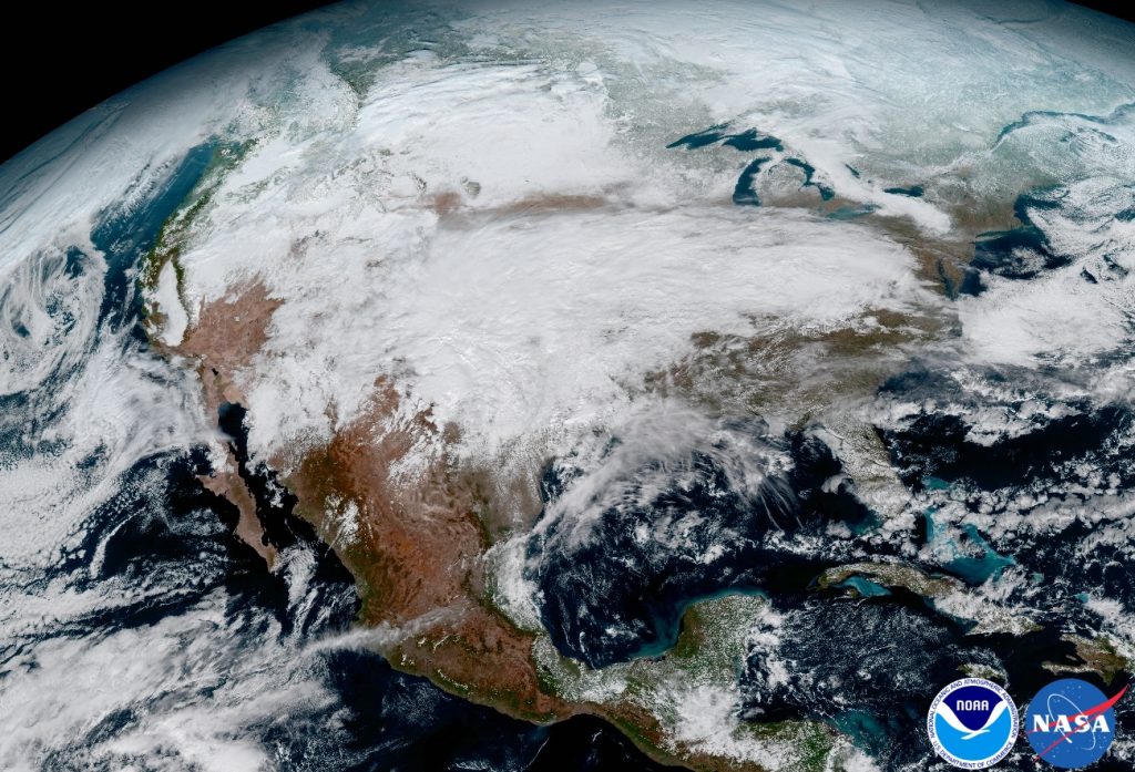 This image clearly shows the significant storm system that crossed North America that caused freezing and ice that resulted in dangerous conditions across the United States on January 15, 2017 resulting in loss of life. GOES-16 will offer 3x more spectral channels with 4x greater resolution, 5x faster than ever before. Image: NOAA