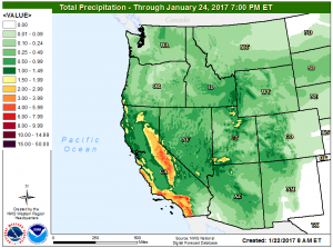 The west will also see very heavy rain today, with exceptionally heavy rain likely in areas hit hard by severe drought in southern California. 