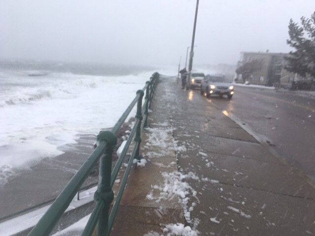 On Winthrop Parkway looking down at Winthrop Beach on a stormy afternoon.   Photo: Weatherboy