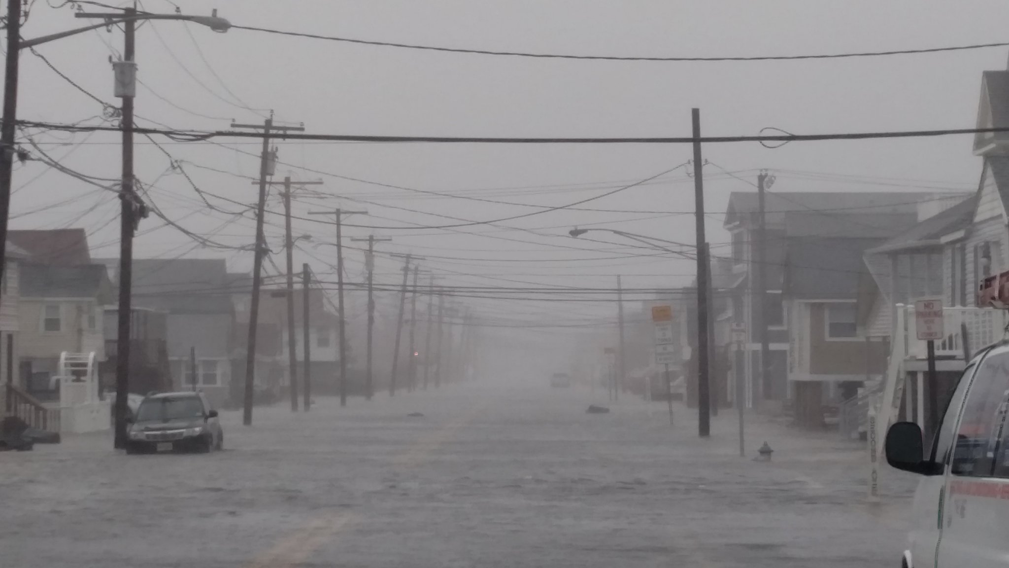 Coastal flooding submerges streets in Manasquan, NJ.  Photo Credit: Manasquan Borough Office of Emergency Management