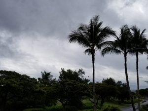 Gray skies over Waikoloa looking up to Mauna Loa, where Winter Storm Warnings are up. Photograph: Weatherboy