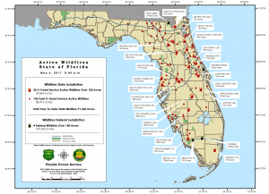 Latest fire map from the Florida Forest Service shows fires state-wide.