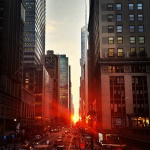 The sun aligns perfectly with the streets in New York just 4 times a year.
