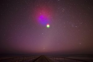 Canisters will release a substance that should create a colorful glow in the early morning sky. Photograph: NASA Wallops Flight Facility 