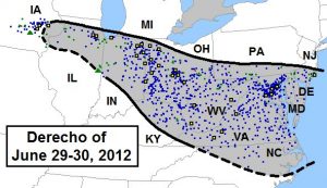 June 29-30 marks the anniversary of the 2012 derecho. Image: National Weather Service