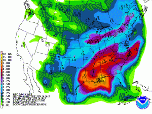 More than 10" of rain could fall over the next 5 days as Tropical Storm Cindy dumps copious amounts of rain over the southeastern US. Image: NWS
