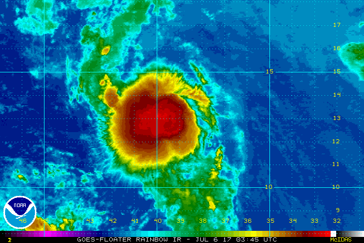 Latest satellite image of Tropical Depression #4. Image: NOAA