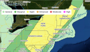 Today's Convective Outlook from the National Weather Service's Storm Prediction Center has a large area identified as having an increased threat for severe weather today.