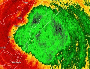 RADAR image of Hurricane Harvey at landfall. Image: NWS
