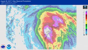 NOAA analysis shows more than 10" of rain already fell as a result of Hurricane Harvey. Image: NOAA