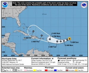 Current official forecast track for the next 5 days, from the National Hurricane Center. Image: NHC