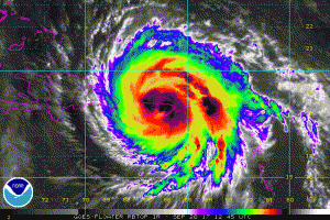 Hurricane Maria made landfall on September 20, 2017 on Puerto Rico. Image: NOAA