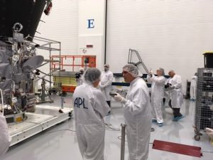Jim Kinnison, Mission System Engineer of the Parker Solar Probe, is interviewed in the clean room at Johns Hopkins University Applied Physics Laboratory (APL) in Laurel, Maryland. Image: Weatherboy