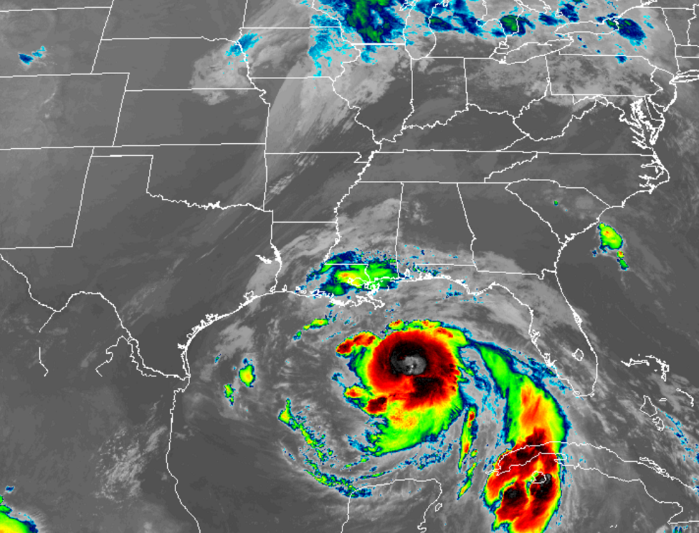 GOES-16 high-resolution satellite image of Hurricane Nate in the central Gulf of Mexico. Image: NOAA