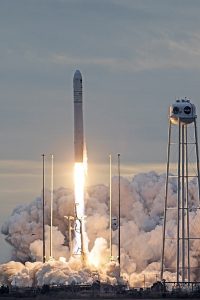 Orbital ATK's Antares rocket launches from Pad 0A at NASA's Wallops Flight Facility on the Virginia Coast in 2017. Image: Orbital ATK / Thom Baur