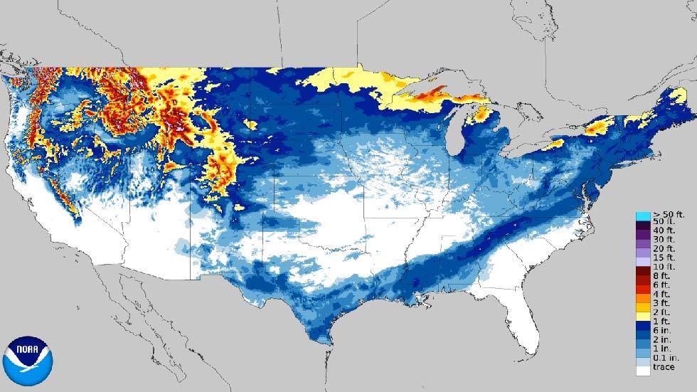 It has snowed in all 50 states this season, including Hawaii and Florida.  Image: NOAA