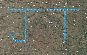 The SpotterNetwork plans to show tribute for the deceased storm chaser by sketching out his initials on a map of the US midwest. Image: SpotterNetwork