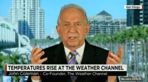 John Coleman frequently appeared on television in recent years, arguing that humans had no impact on climate. Image: CNN