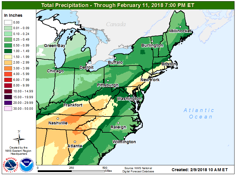Soaking rains are expected this weekend over the eastern United States. Image: NWS