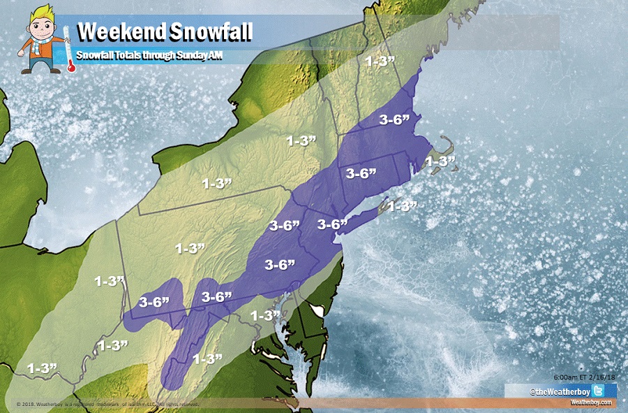 The heaviest snow should fall just north and west of the I-95 corridor. Image: Weatherboy