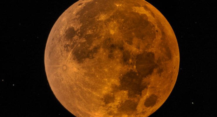 Different optical effects due to the position of the moon in the sky and the types and amounts of particles in the night sky can alter the color a moon has throughout the year and the night. Photograph: Sean King /Facebook