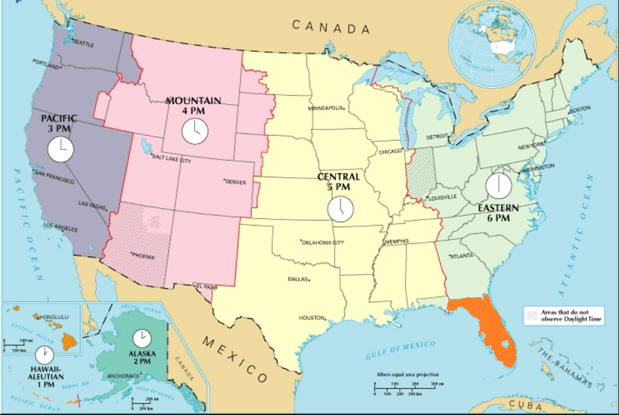 wisconsin time zone compared to florida