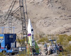 Ground crews are seen removing a ladder from the rocket right after Hughes boards it. Image: "Mad" Mike Hughes / Facebook