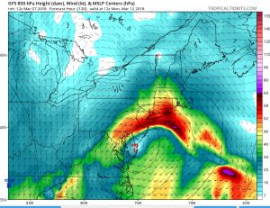 Another potent winter storm is expected to impact the Mid Atlantic and Northeast next Sunday/Monday; that storm could be larger with more impacts than today's storm. Image: Tropicaltidbits.com