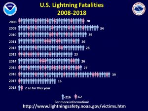 The US had its second lightning fatality of 2018 over the weekend. Image: National Weather Service