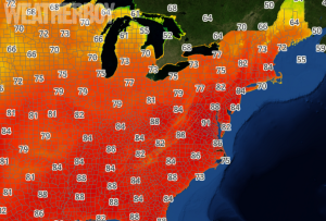 Highs in the 80s and 90s are expected in the coming days, as forecast maps from weatherboy.com show.