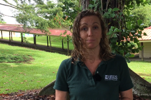 Wendy Stovall is one of many USGS scientists doing video updates on Kilauea for the public. Image: USGS