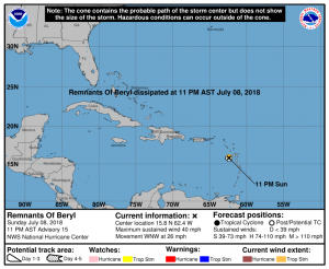 Hurricane Beryl has dissipated. Image: NHC