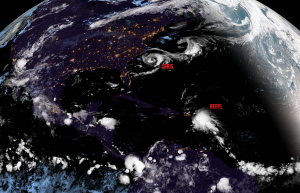 A GeoColor view from GOES-East of Chris and Beryl in the Atlantic Hurricane Basin. Image: NOAA