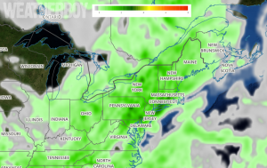 Soaking rain is possible along the I-95 corridor, especially during the PM hours on Tuesday. Image: Weatherboy.com