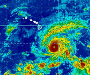 Hurricane Lane is approaching Hawaii as this satellite view shows. Image: NOAA