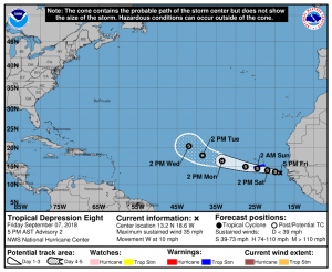 Official track of Tropical Depression #8. Image: NHC