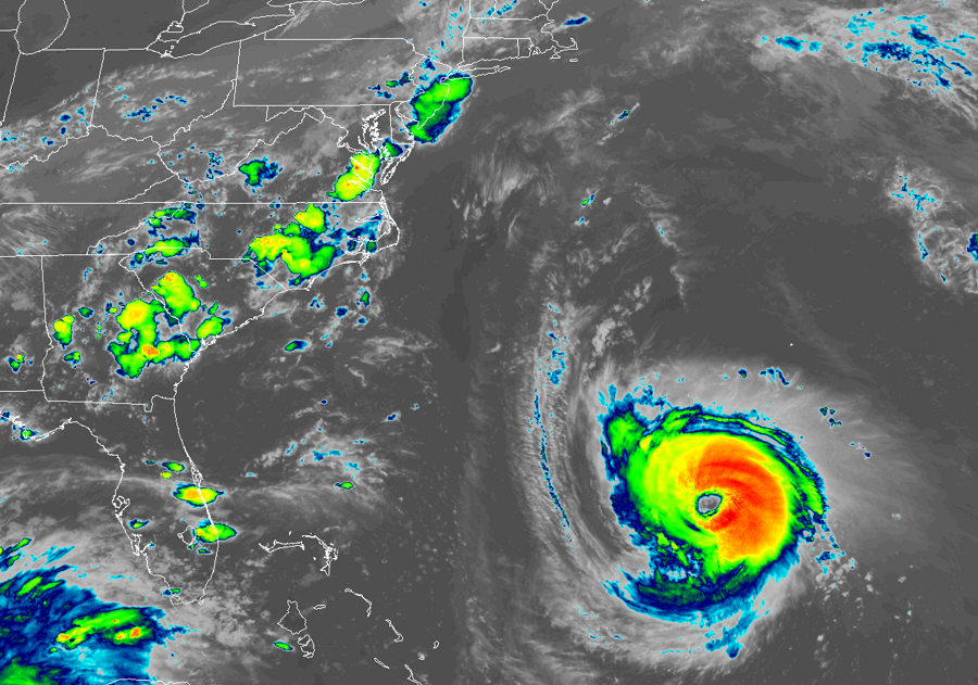 Current satellite view of Major Hurricane Florence as it approaches the U.S. East Coast. Image: NOAA