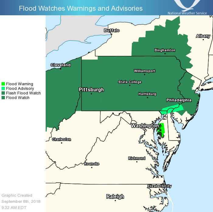 The National Weather Service is warning people of additional flood threats this weekend.  Image: NWS