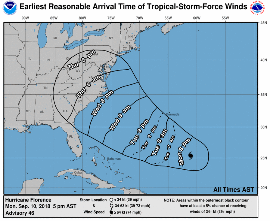 Tropical Storm force winds could impact the East Coast as soon as Thursday PM.