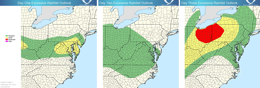 Gordon's remnants are expected to create excessive rainfall into portions of the Mid Atlantic in the coming days. Image: NWS
