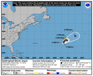 Joyce has formed in the central Atlantic. Image: NHC