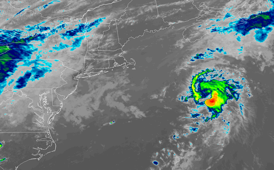 A system that has been tracked by the National Hurricane Center appears on this satellite view well east of New Jersey. Image: NOAA