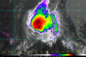 Latest satellite image of Tropical Storm Olivia. Image: NOAA