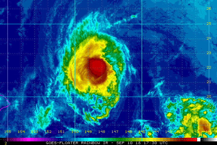 Current satellite view of Hurricane Olivia; the Big Island of Hawaii appears on the far left of this image. Image: NOAA